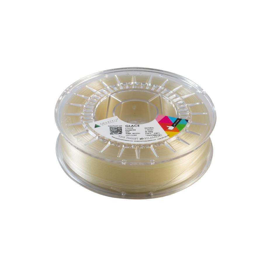 Smart Materials 3D GLACE - Filamento polímero termoplástico - 1,75 mm - Transparente/Natural - 0,75 Kg - SMPVB0NT0A075