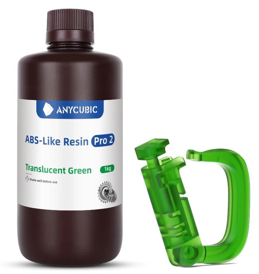Anycubic ABS-Like Resine Pro2 Tra.Green - Résine ABS-Like Resin Pro2 - Vert Translucide - 1 Kg