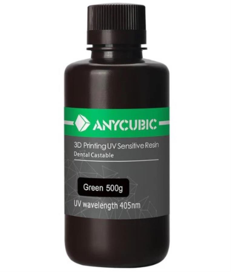 Anycubic UV Sensitive Dental Castable - Resina UV Dental Fundible - Color Verde - 0,5 Kg