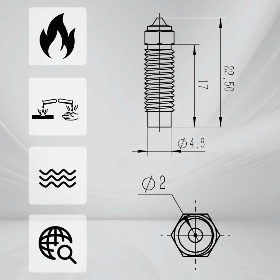 Buse en acier trempé 0,4 mm pour Elegoo Neptune 4 Max/Plus - 5 Pièces