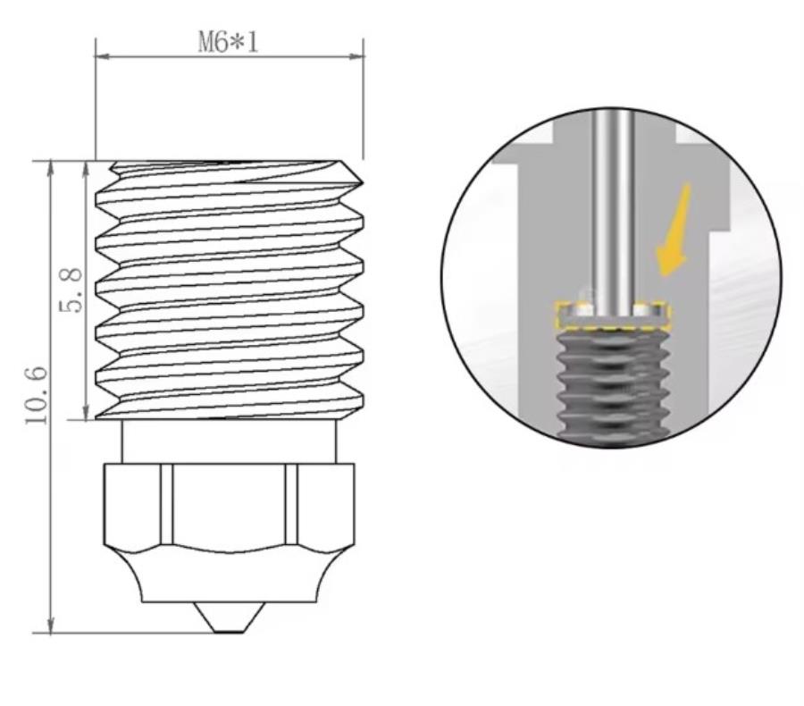 Bocal 0,2 MM Compatível Bambu Lab X1C - 5 Unidades