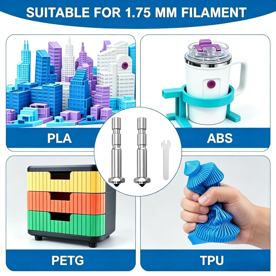 Buse en acier trempé de 0,4 mm compatible avec le kit Kobra 3 Max Combo - 2 unités