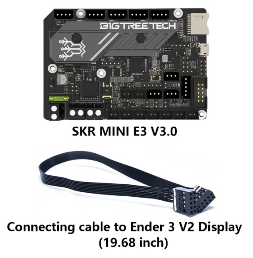 BIGTREECH/BIQU SKR MINI E3 V3.0 - Placa controlo 32 bits para impressoras Ender 3/Ender 3 Pro/Ender 5/Ender 5 Plus/CR-10+cabo ecr 3V2