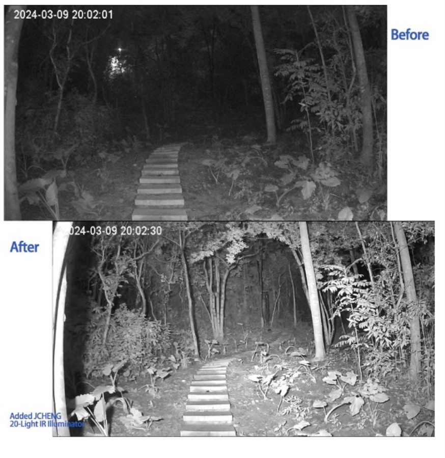 JCHENG SECURITY Infrared20 - 90° wide-angle infrared spotlight - 20 IR LEDs of 850 nm