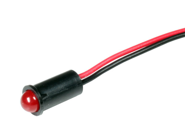 Voyant LED 6 mm 12 V Rouge Clignotant - Boitier Noir