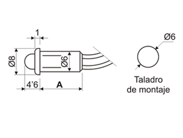 Piloto LED 6 mm 12 V Rojo Intermitente