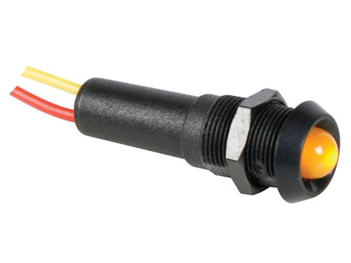 Indicador LED 8 mm 12 V Amarelo - Corpo Preto