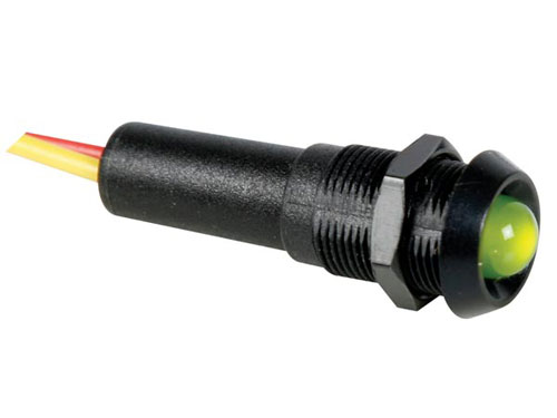 Indicador LED 8 mm 12 V Verde - Corpo Preto