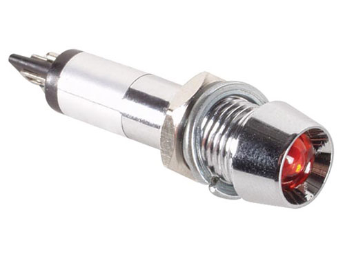 Indicador LED 8 mm 220 V Vermelho - Corpo Cromo