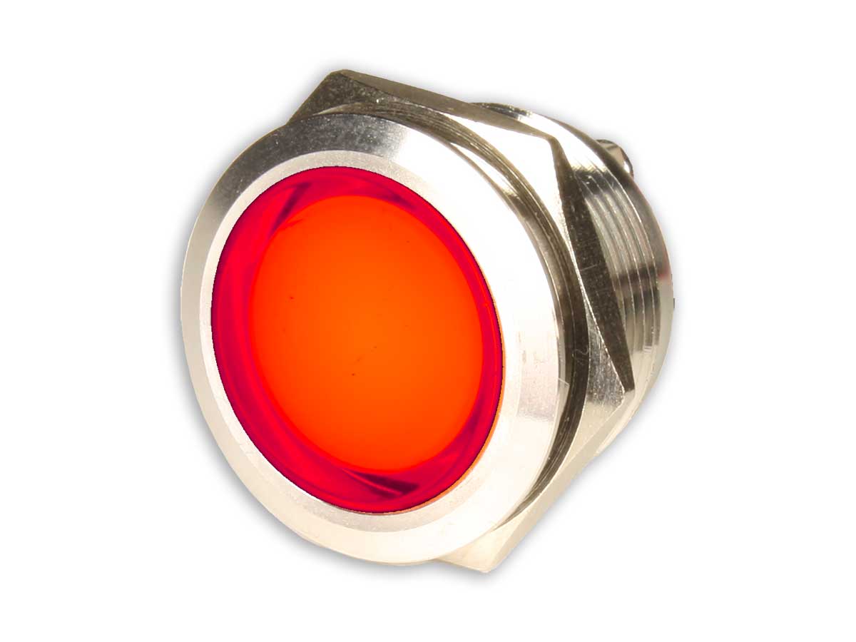 Veilleuse LED Inox 22 mm 12 V Rouge - IIH150RO