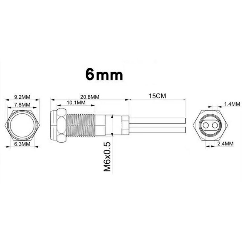 SWITCHTRONIX - Piloto LED 6 mm 220 V Amarillo - Cromado