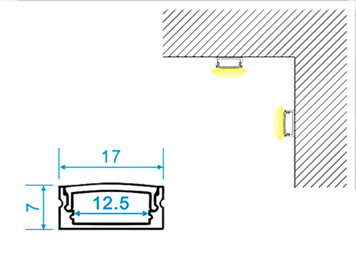 Aluminum Profile for LED Strip - Straight - Semi-Matte Cover - 2 m