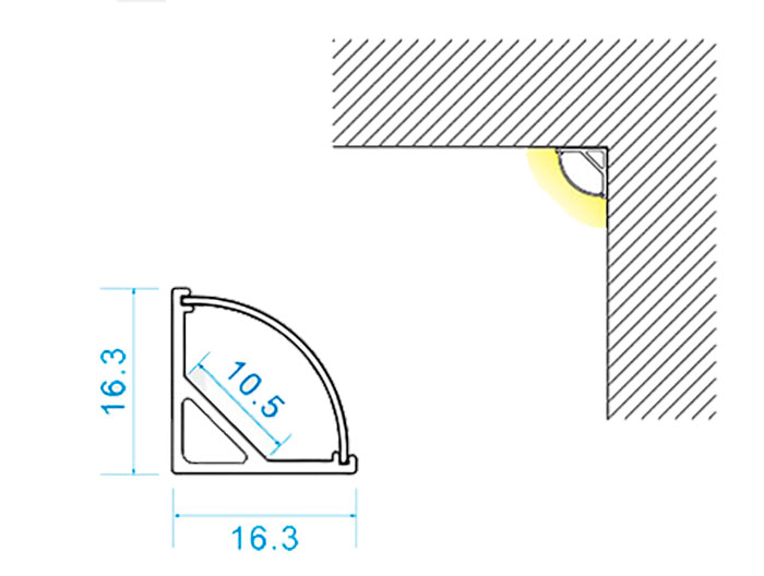 Aluminum Profile for LED Strip - Angled - Semi-Matte Cover - 2 m