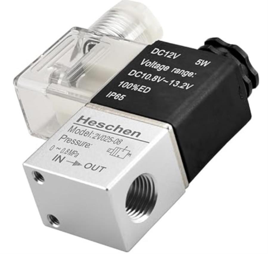 Heschen 2V025-08 12VDC PT1/4 2/2 - Solenoide Electroválvula 1/4” - 12 V Normalmente Cerrado - IP65 – 0.8 MPa.