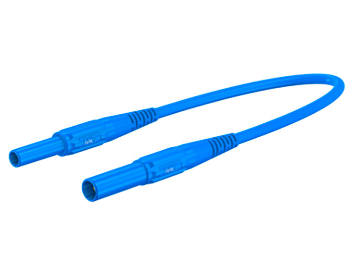 Stäubli XMF-414 - Cabo de Teste de Segurança com Fichas Banana-Banana Ø 4 mm - 1 m - Azul - 66.9013-10023