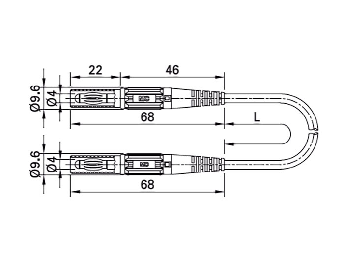 Stäubli XMF-414 - Cable Banana Seguridad - Banana Seguridad Ø 4 mm - 1 m - Azul - 66.1040-10023