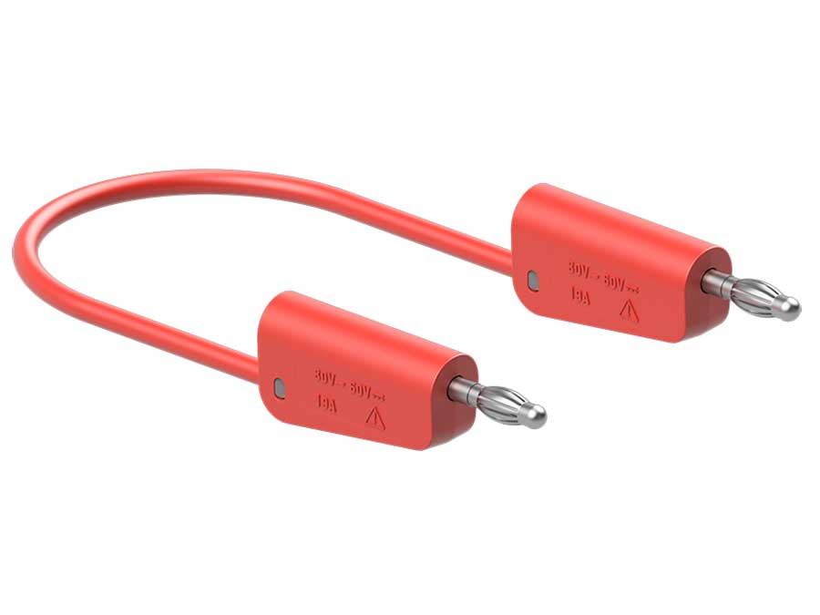 Stäubli LK-4N-S10 - Stackable Banana Cable - Stackable Banana Ø 4 mm - 1 mm² - 1,0 m - Red - 64.1032-10022