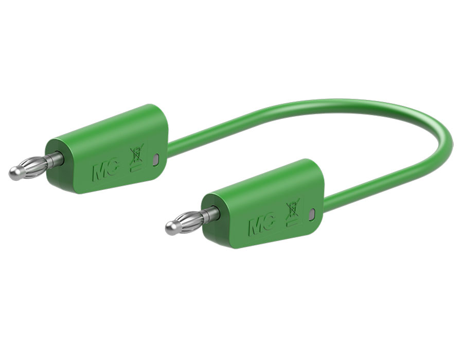 Stäubli LK-4N-S10 - Cable Banana Apilable - Banana Apilable Ø 4 mm - 1 mm² - 0,5 m - Verde - 64.1032-05025
