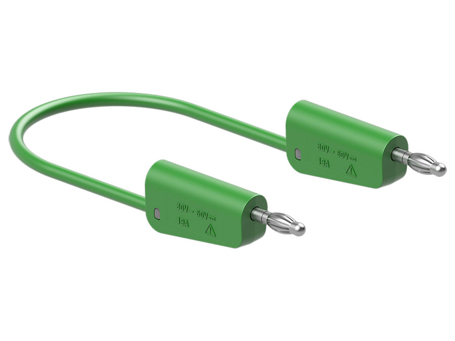 Stäubli LK-4N-S10 - Cable Banana Apilable - Banana Apilable Ø 4 mm - 1 mm² - 0,5 m - Verde - 64.1032-05025