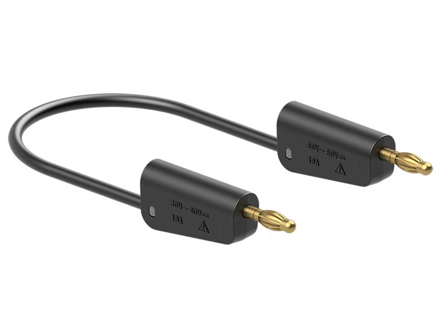 Stäubli LK-4A-S25 - Cable Banana Apilable - Banana Apilable Ø 4 mm - 2,5 mm² - 2 m - Negro - 64.1037-20021