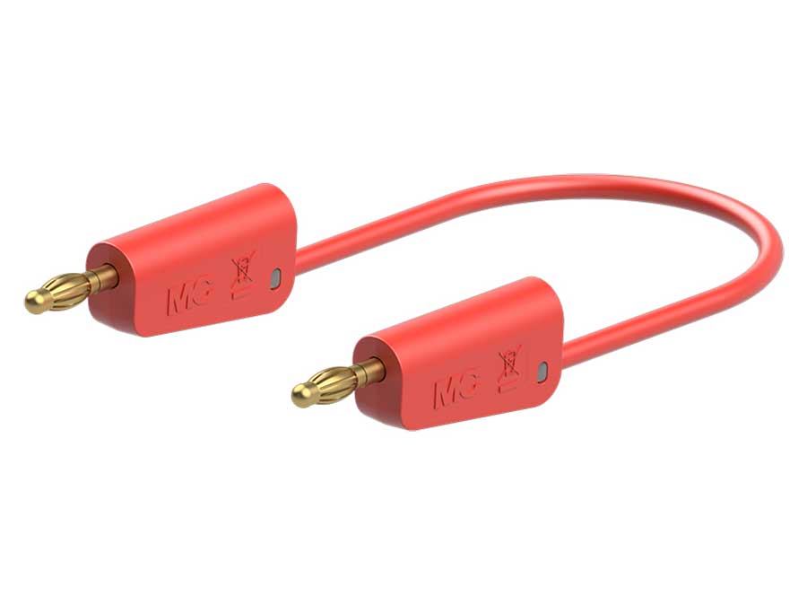 Stäubli LK-4A-S25 - Cable Banana Apilable - Banana Apilable Ø 4 mm - 2.5 mm² - 2 m - Rojo - 64.1037-20022