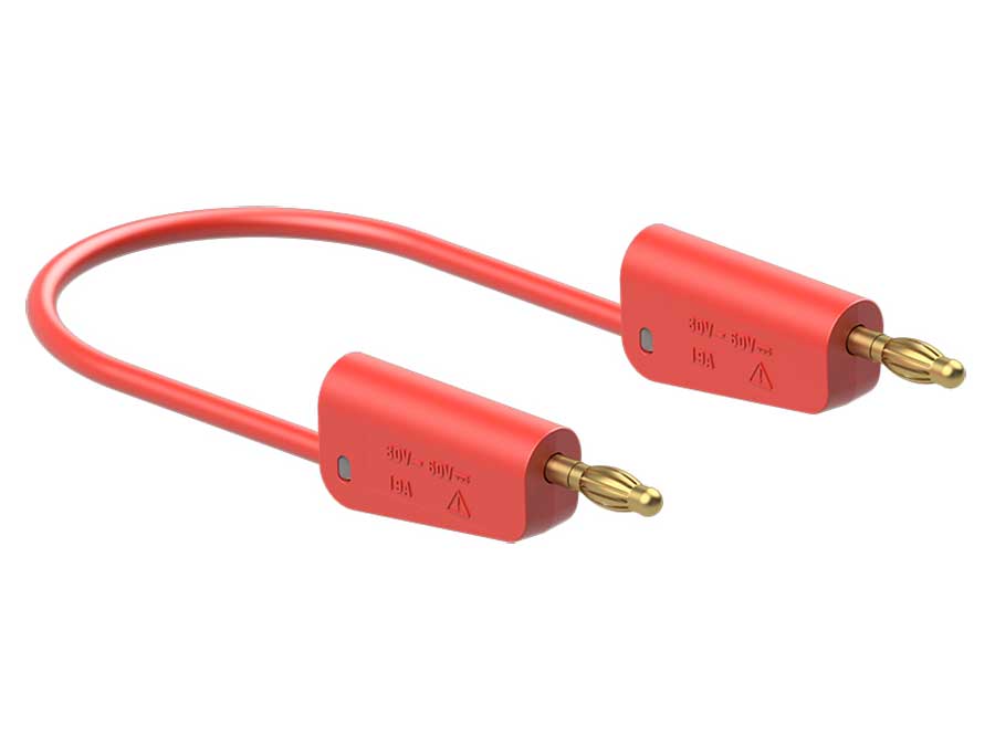 Stäubli LK-4A-S10 - Cable Banana Apilable - Banana Apilable Ø 4 mm - 1.0 mm² - 2 m - Rojo - 64.1033-20022