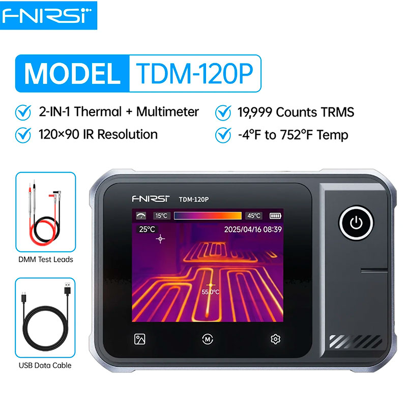 FNIRSi TDM-120P - CámaraTermográfica con Multímetro TRMS