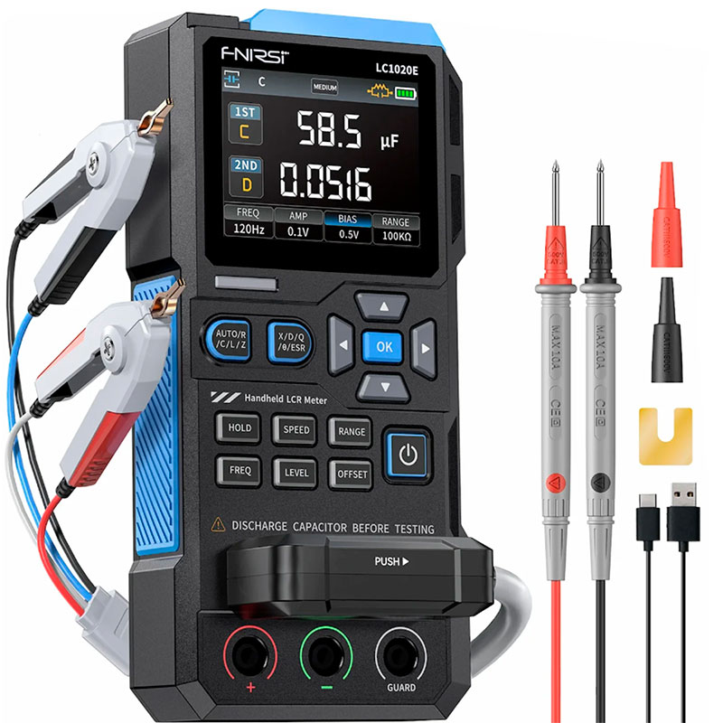 FNIRSi LC1020E - Puente LCR digital portátil de alta precisión para medir inductancia, capacitancia y resistencia