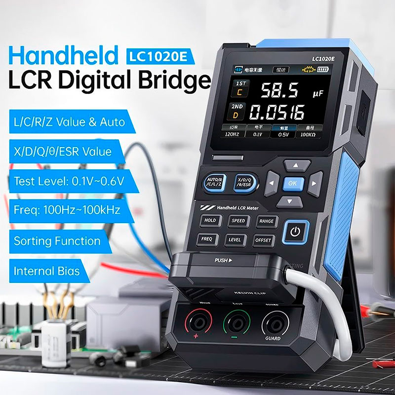 FNIRSi LC1020E - Puente LCR digital portátil de alta precisión para medir inductancia, capacitancia y resistencia