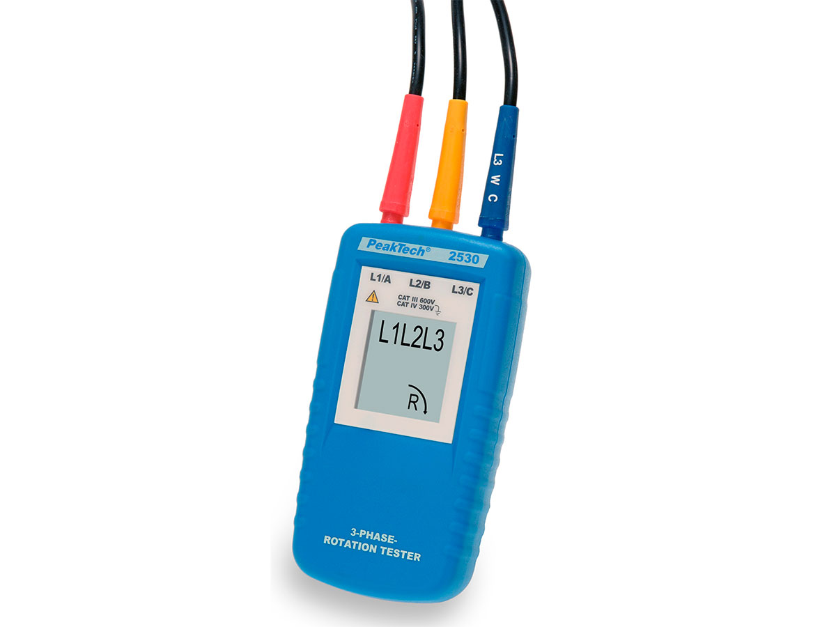 PeakTech P 2530 - 3-Phase Rotation Tester with LCD-Display