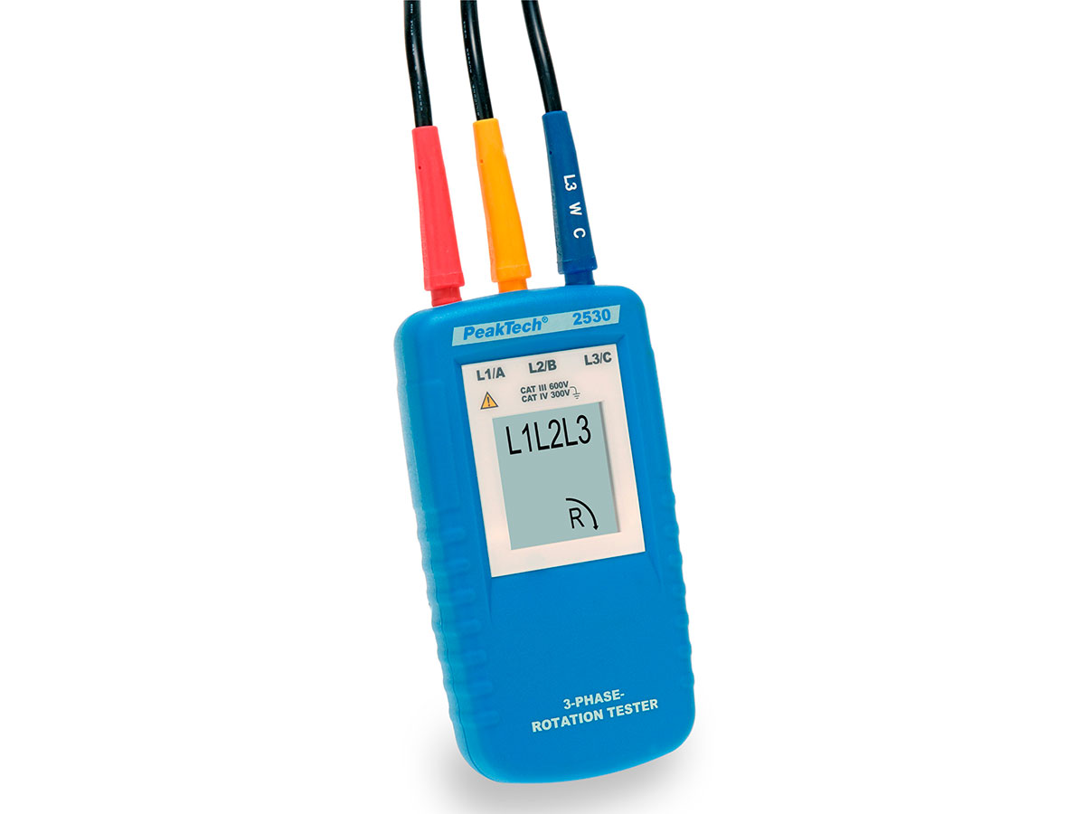 PeakTech P 2530 - 3-Phase Rotation Tester with LCD-Display