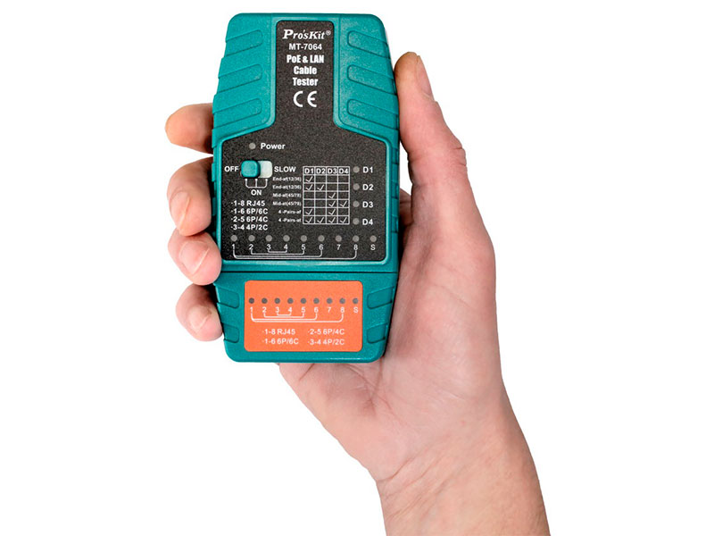 ProsKit - Comprobador de Cableado de Datos con PoE Plus - MT-7064