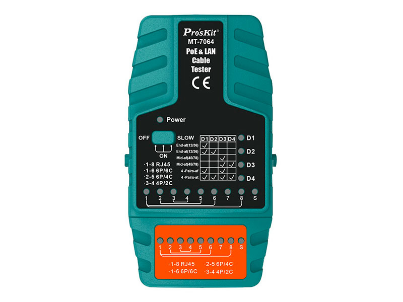 ProsKit - Testeur de câblage de données avec PoE Plus  - MT-7064