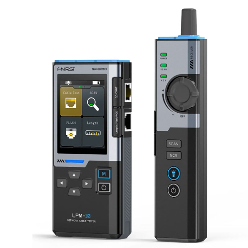 FNIRSi LPM-10A - Testador e localizador de cabos Ethernet RJ45 com ecrã TFT de 2,4 polegadas, PoE, comprimento e NCV
