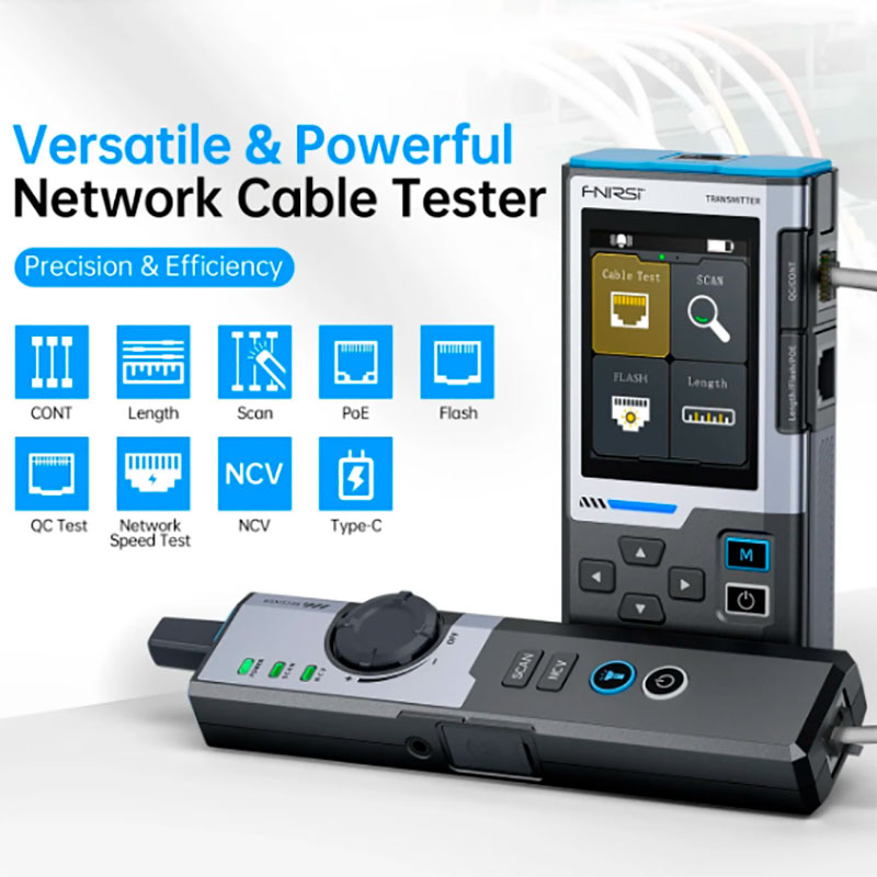 FNIRSi LPM-10A - Testeur et localisateur de câbles Ethernet RJ45 avec écran TFT 2,4 pouces, PoE, longueur et NCV