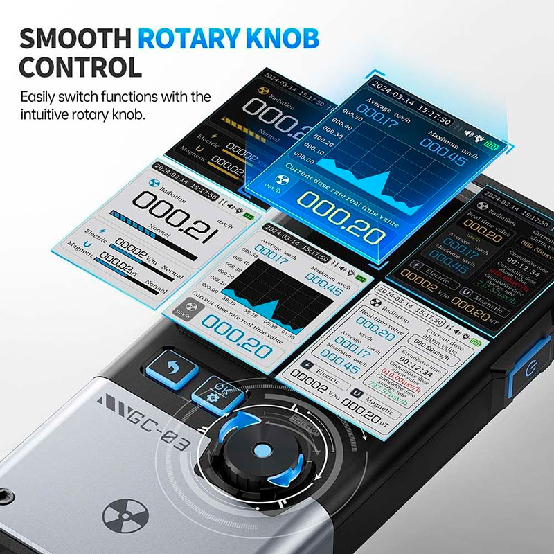 FNIRSi GC-03 - Détecteur de rayonnement nucléaire et électromagnétique avec compteur Geiger - Noir