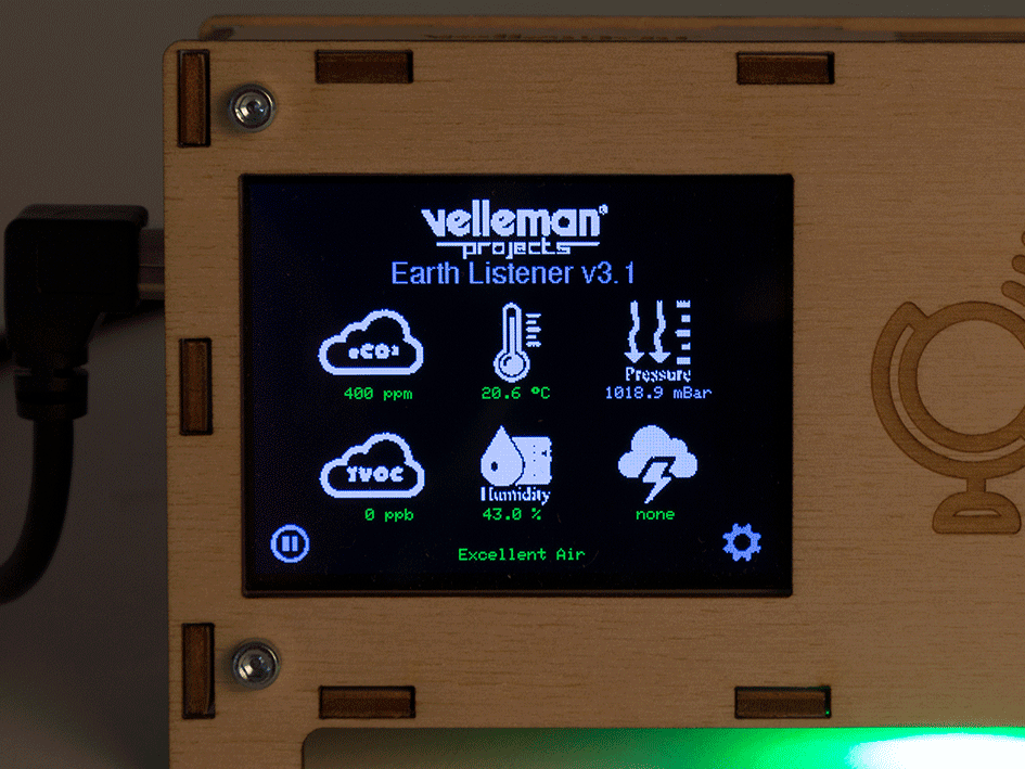 Velleman VM211 EARTH LISTENER - Enregistreur Qualité de l'Air - Mètre Qualité Environnementale