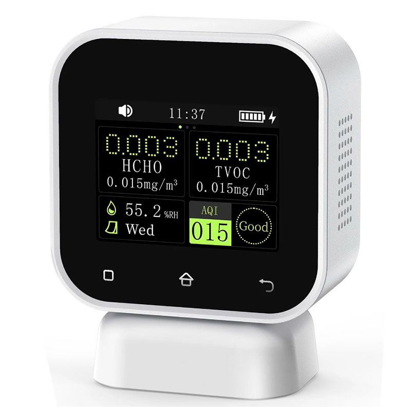 FNIRSi SFD-02 - Moniteur de qualité de l’air intérieur avec HCHO, COVT, humidité, écran tactile et alarme