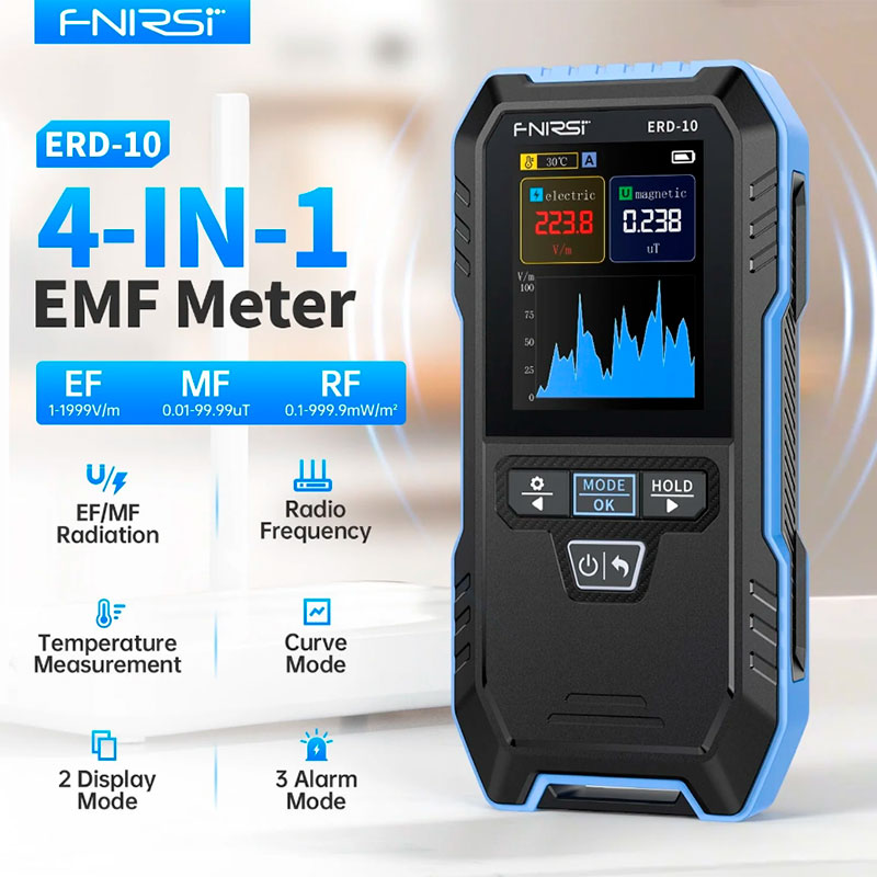 FNIRSi ERD-10 - Mesureur de rayonnement électromagnétique 4 en 1 avec détecteur EMF portable