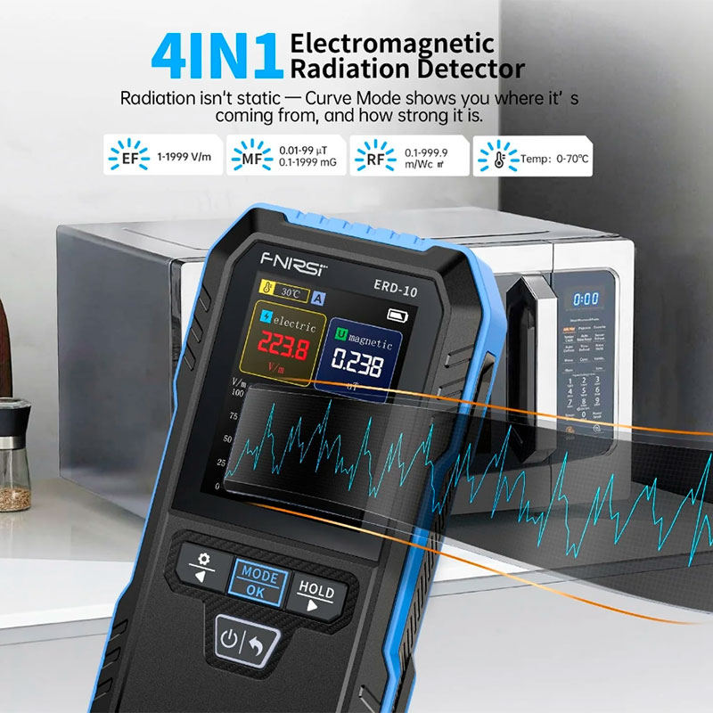 FNIRSi ERD-10 - Mesureur de rayonnement électromagnétique 4 en 1 avec détecteur EMF portable