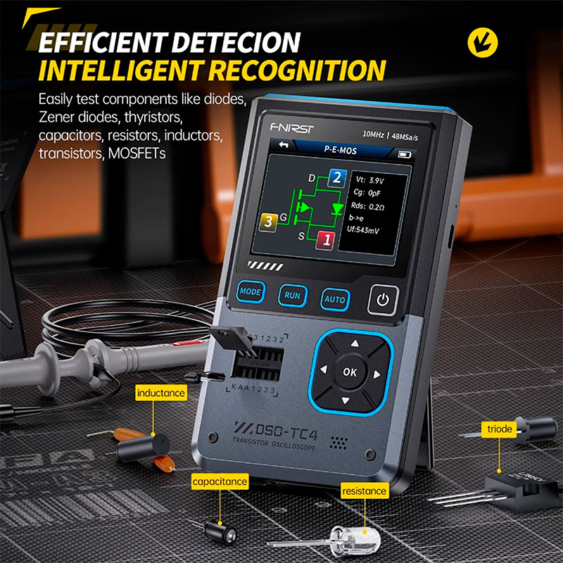 FNIRSi DSO-TC4 - Oscilloscope Numérique Portable 10MHz avec Générateur de Signaux et Testeur de Composants