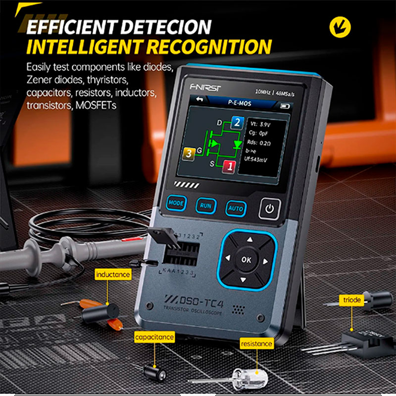 FNIRSi DSO-TC4 - Oscilloscope Numérique Portable 10MHz avec Générateur de Signaux et Testeur de Composants