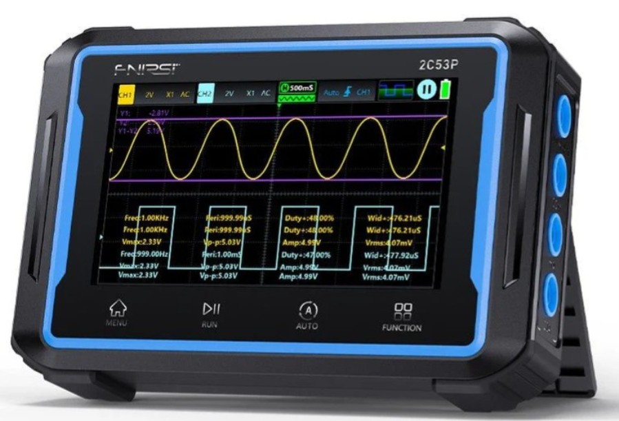 FNIRSi 2C53P - Osciloscópio 2 Canais 50 MHz, Multímetro e Gerador - Amostragem de 250 MS/s