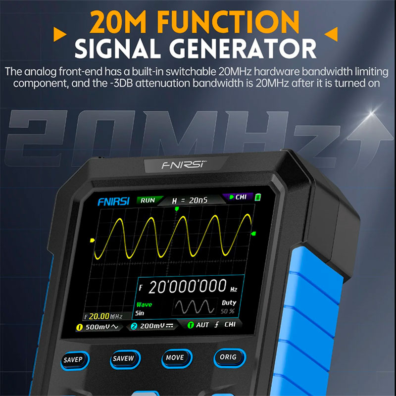 FNIRSi DPOX180H - 180MHz 500MS/s handheld oscilloscope with signal generator