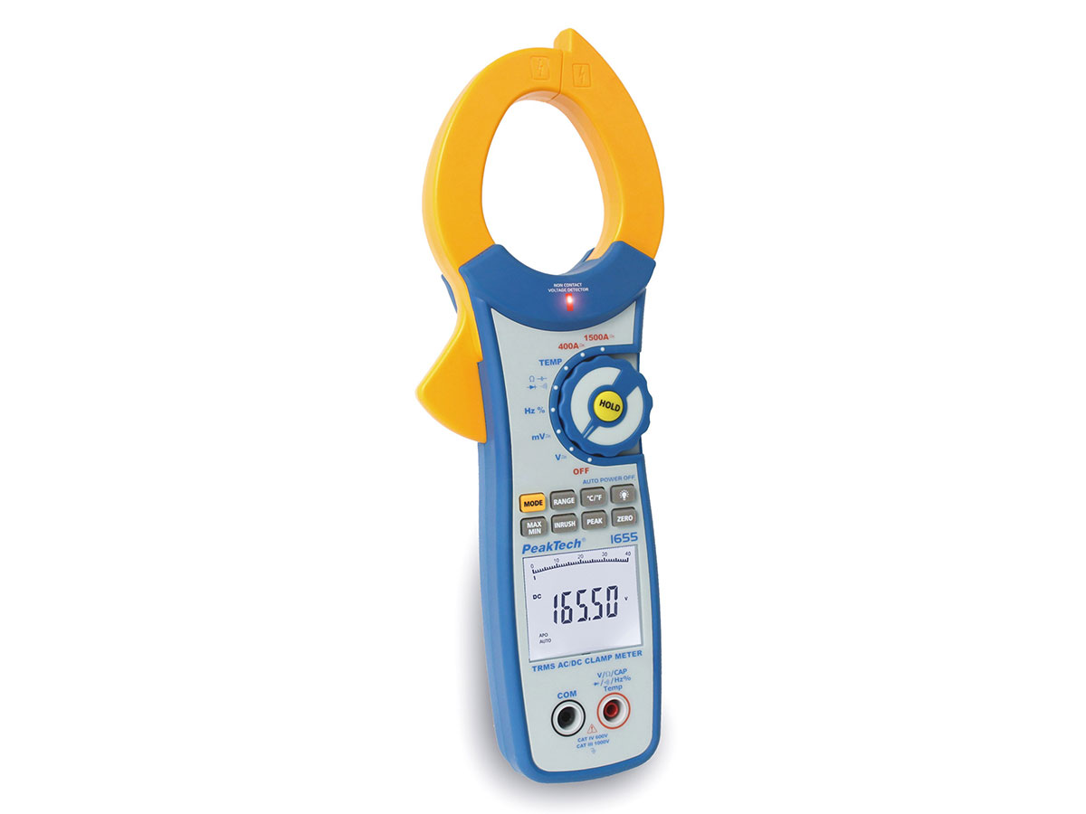 PeakTech P 1655 - Pince Ampèremétrique Numérique - 1500 Aca/Acc - True RMS +  Barre Graphique à 4 3/4 chiffres