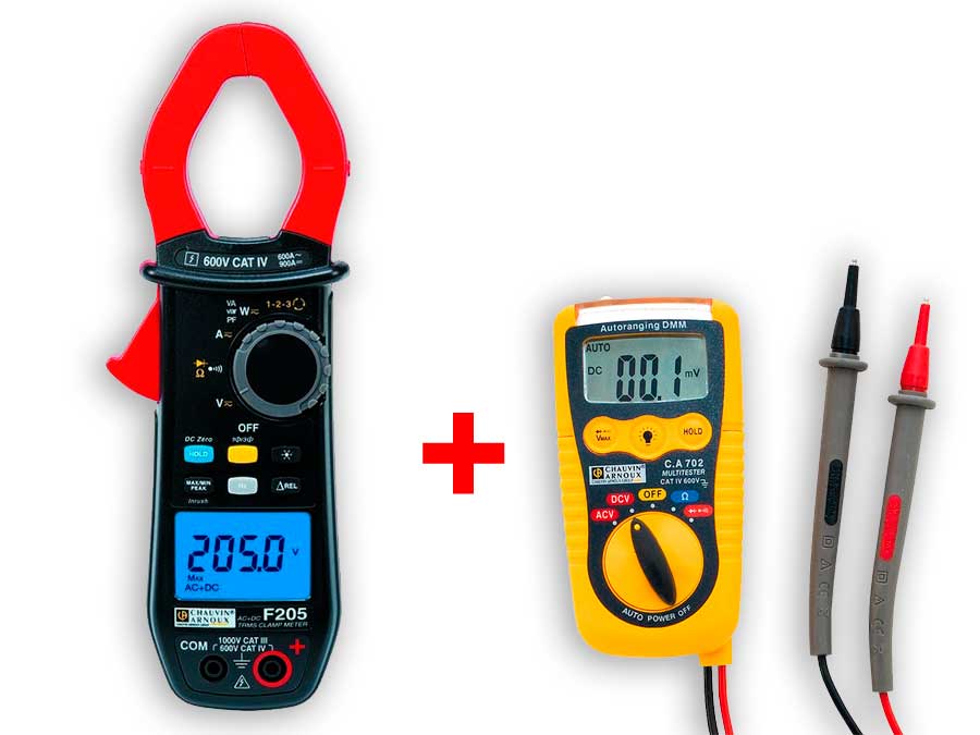 Chauvin Arnoux F205 + CA702 - Pince Ampèremétrique Numérique - Vatimètre  avec Multimètre CATIV en cadeau - P01120925 +