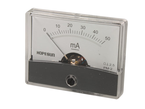 Amperemètre Analogique de Tableau 60 x 47 mm - 50 mA cc - AIM6050