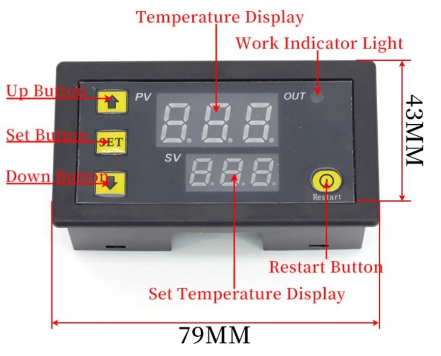 W3230 - Termostato Digital de Panel Rango -50~120ºC - 12Vdc