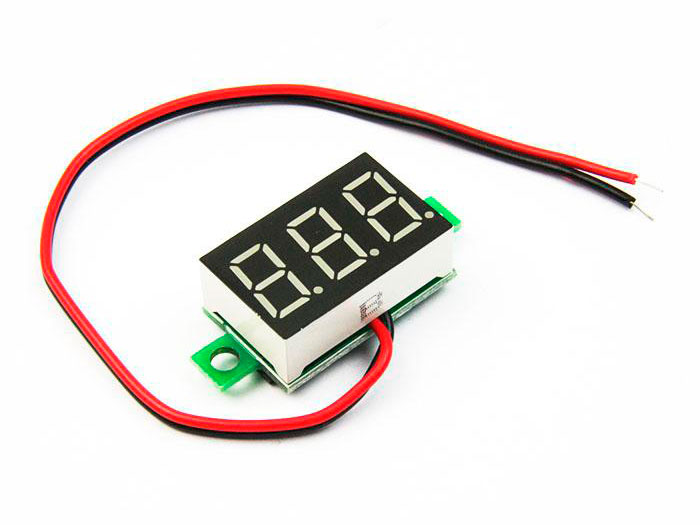 Voltmètre Numérique LED - 3,2 .. 30 Vcc - 2 Câbles