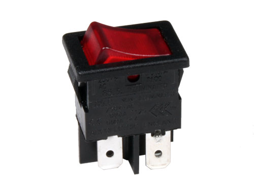 Interrupteur à Bascule 2P 2C - Bouton Lumineux Rouge